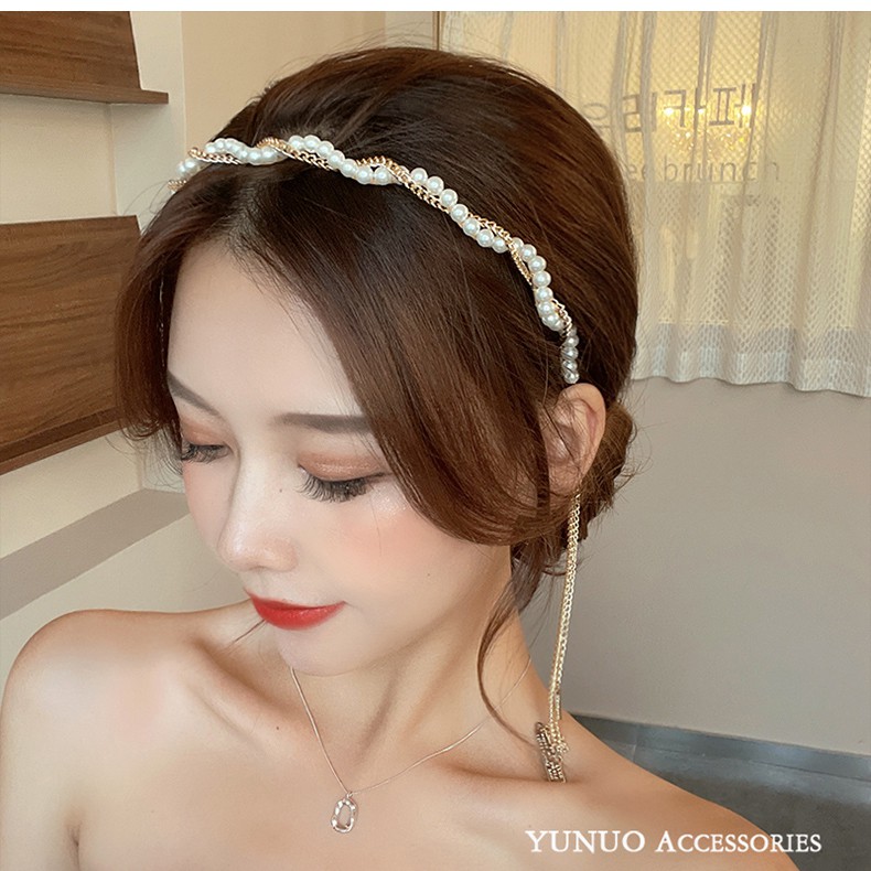 Băng Đô Cài Tóc Đính Ngọc Trai Giả Thời Trang Hàn Quốc Cho Nữ