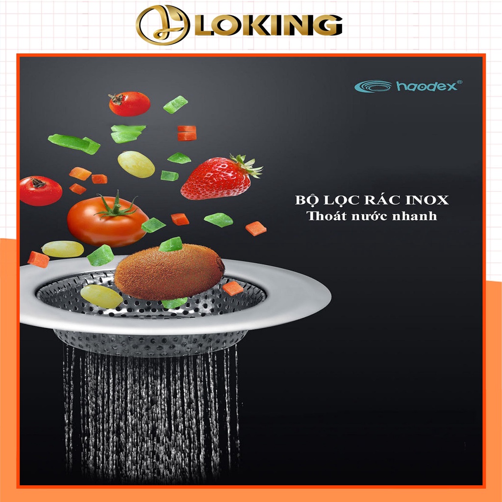 Lọc Rác Bồn Rửa Chén Bát Bằng Inox 304 Cao Cấp, Đục Lỗ Chính Hãng Haodex - LOKING