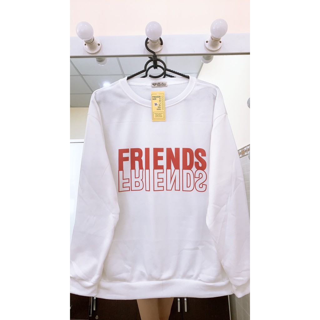 ÁO SWEATER NỈ UNISEX NAM IN FRIENDS HAI MÀU ĐEN TRẮNG,CHẤT VÀI DÀY,GIỮ ẤM TỐT