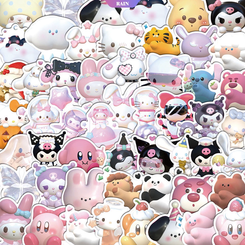 SANRIO Sticker Họa Tiết Hoạt Hình Cinnamoroll Hello Kitty Kuromi Kirby 3D Chống Thấm Nước Trang Trí Cho Laptop/Điện Thoại/Máy Tính Bảng