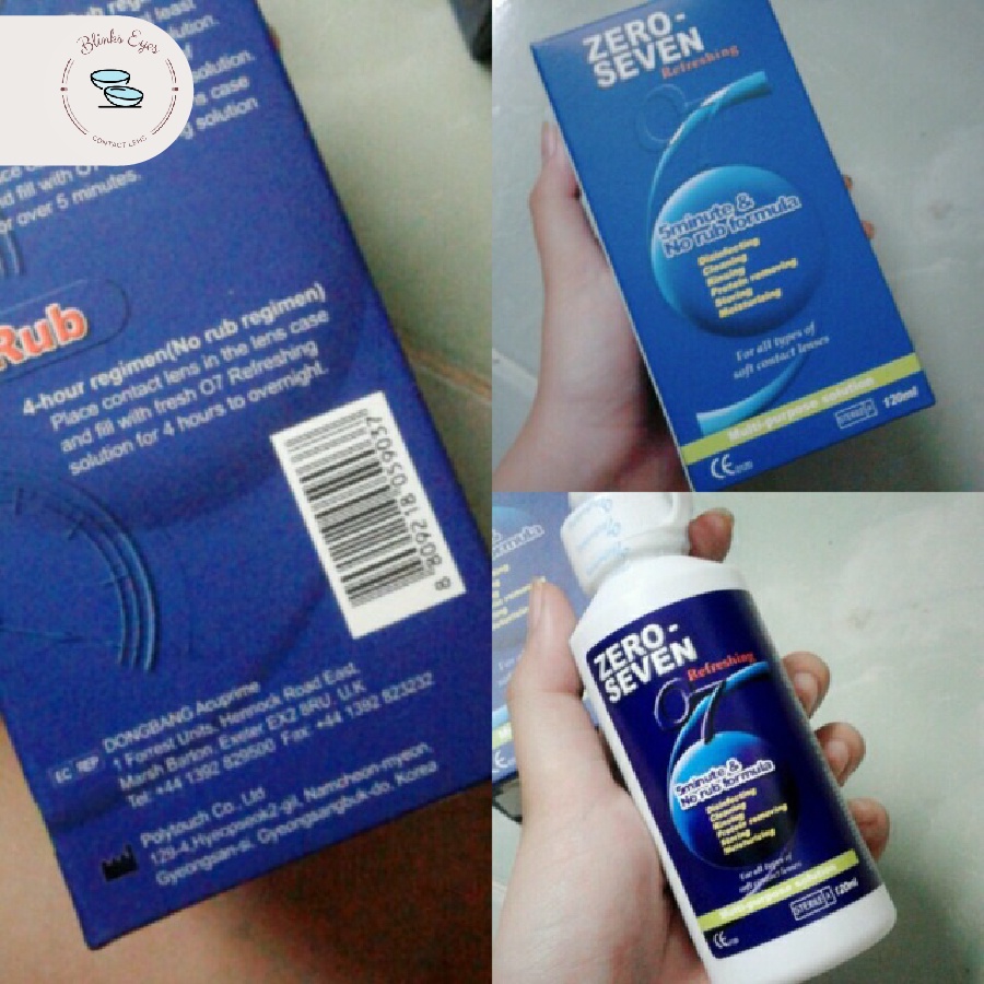 Nước Ngâm Lens ZERO SEVEN 120ml Dùng Khử Khuẩn Rửa Kính Áp Tròng Hàng Ngày An Toàn Cho Mắt BLINKS EYES