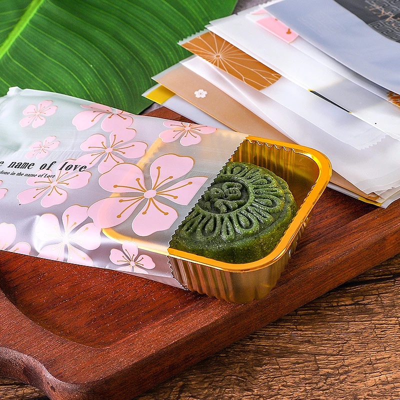 Bộ 100 Khay Đựng Bánh Trung Thu Hình Vuông Bằng Nhựa Màu Vàng Trong Suốt