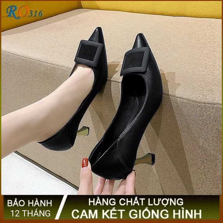 Giày cao gót nữ đẹp bít mũi 7p hàng hiệu rosata màu đen ro316