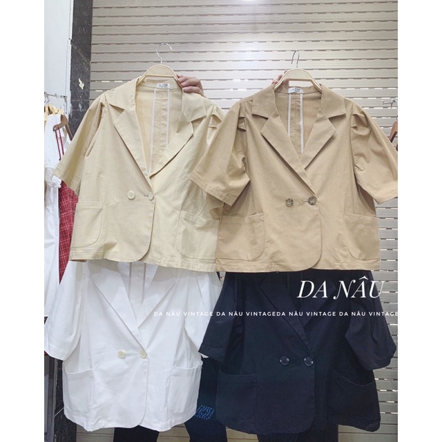 áo blazer nữ mùa hè dáng croptop vải linen phong cách ulzzang (ảnh shop chụp thật 100%)