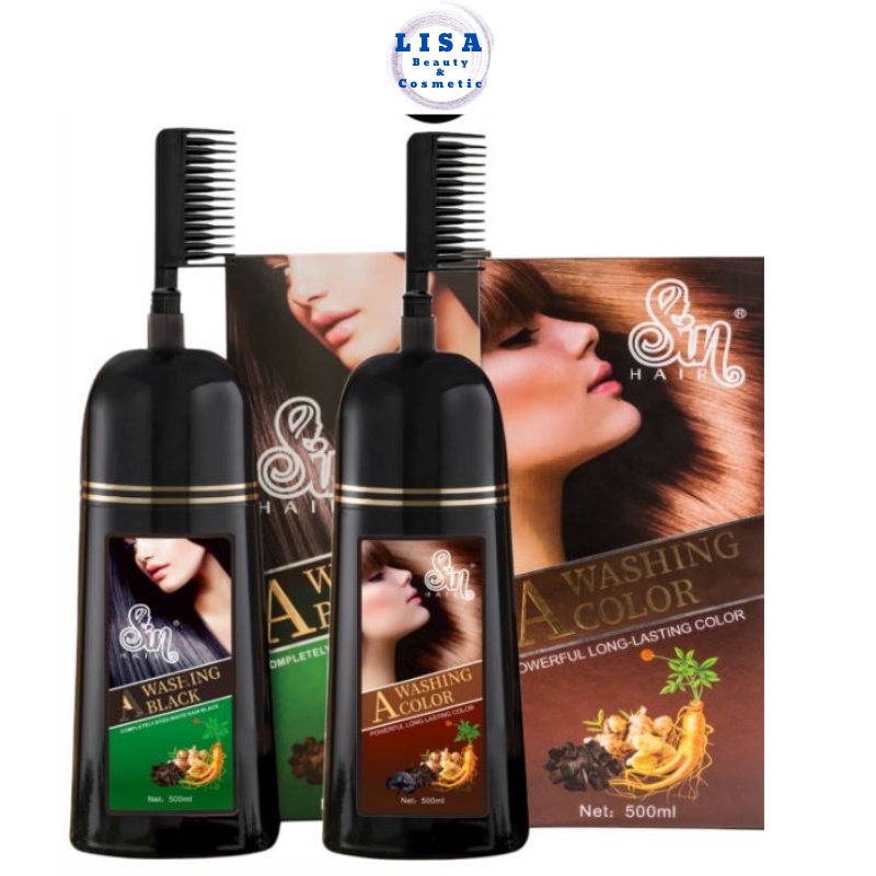 Dầu Gội Phủ Bạc Tóc Sin Hair 500ml, Dầu Gội Thảo Dược Phủ Bạc  Tóc Lên Màu Nhanh Chóng Tiện L