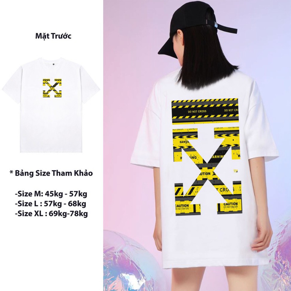 [ ẢNH THẬT + ĐỦ SIZE ] ÁO THUN, ÁO PHÔNG TAY LỠ UNISEX FORM RỘNG OVERSIZE OFF WHITE CAUTION FREESHIP M83