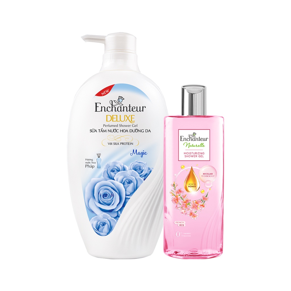 Combo Sữa tắm Enchanteur Naturelle hương hoa Iris 260g + Sữa Tắm Nước Hoa Dưỡng Da Magic 650G