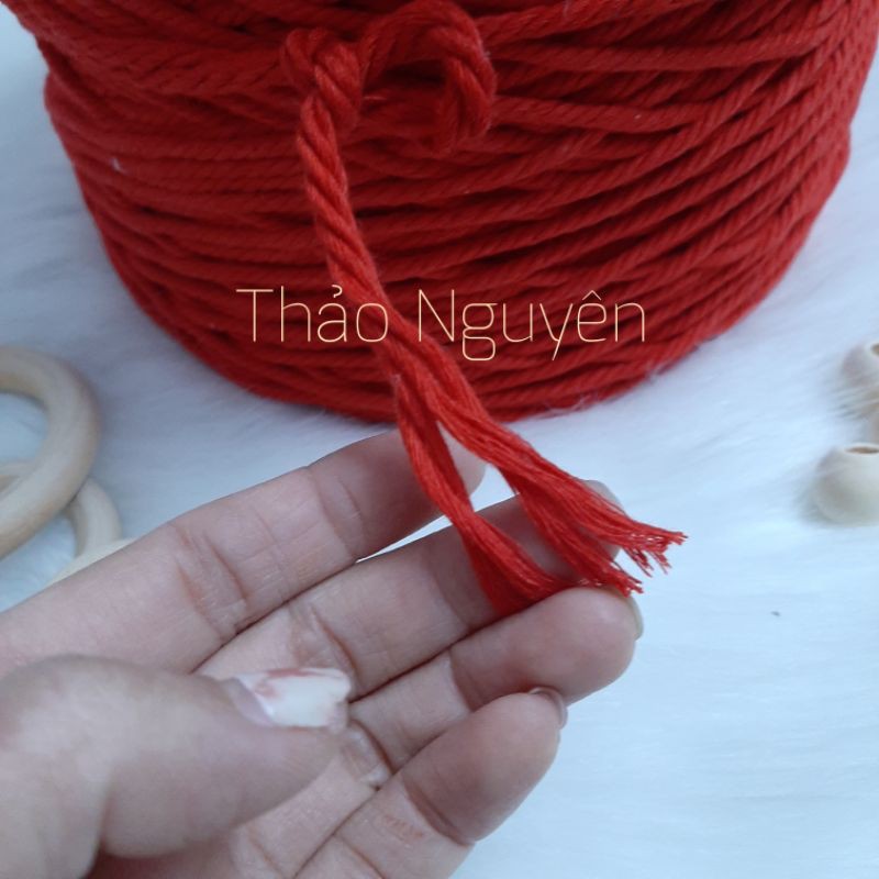 Dây thừng se macrame, dây cotton MÀU ĐỎ TƯƠI