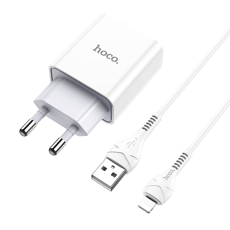 Củ sạc Hoco C81A  kèm cáp Type C và cáp iPhone Dành cho iPhone 7 8 Plus X Xs 11 12 Pro Max iPad Mini Samsung Oppo