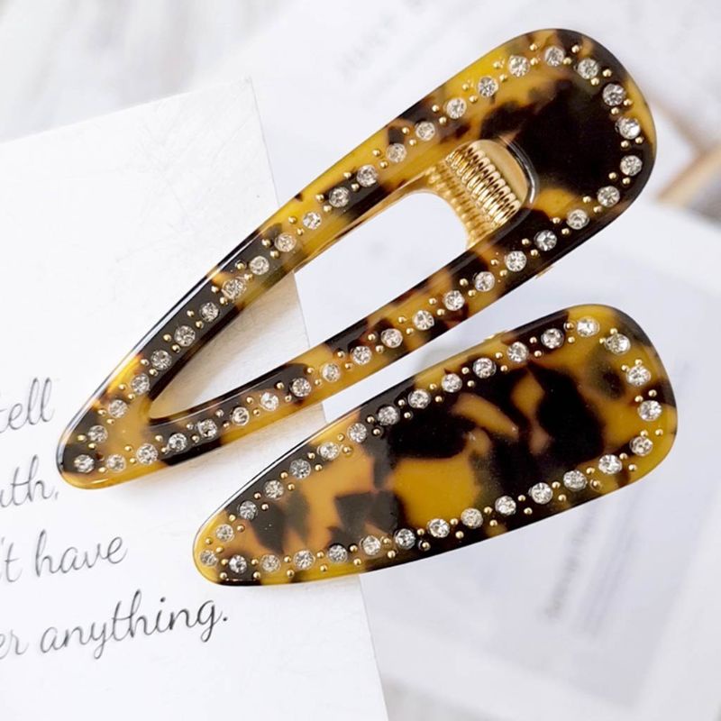 Kẹp Tóc Mỏ Vịt Bằng Kim Loại Họa Tiết Da Báo Hình Giọt Nước Rỗng Kiểu Vintage Hàn Quốc Cho Bạn