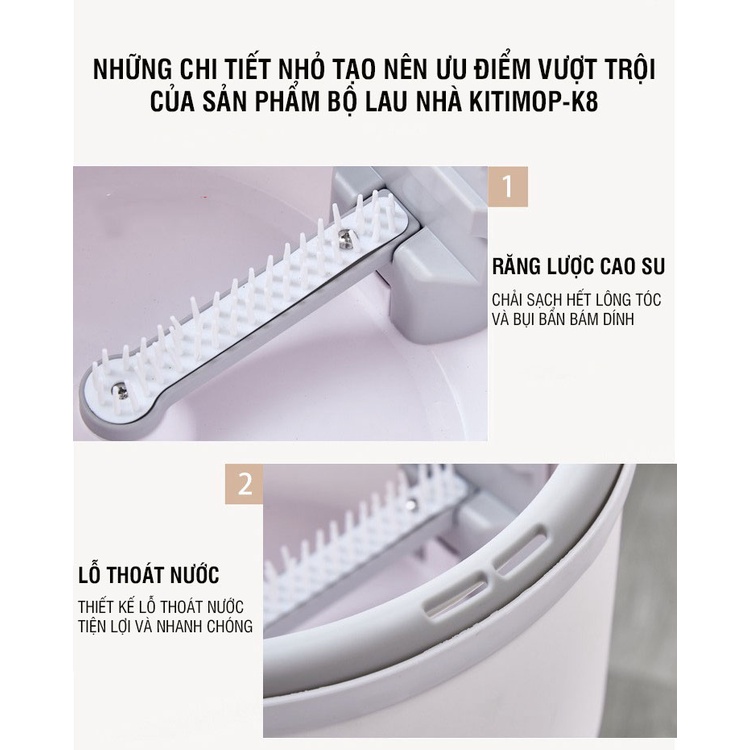 Chổi Lau Nhà K8 Hiện Đại Thông Minh Tự Tách Chất Bẩn, Bộ Cây Lau Nhà Chổi Lau Nhà Tự Vắt 360 Độ Chính Hãng Tặng Bông Lau