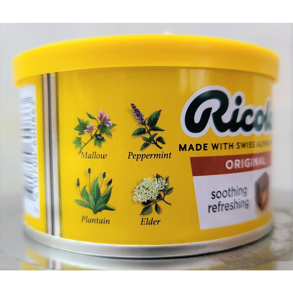 [Hộp tròn 100g (VÀNG ĐẬM) – ORIGINAL] KẸO THẢO MỘC [Swiss] RICOLA Original Herb Candy (halal)