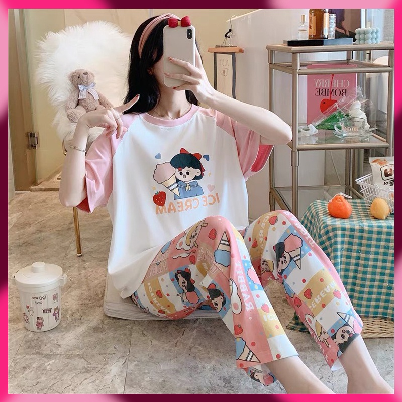 Đồ bộ nữ mặc nhà - thời trang mới nhất - Chất liệu Cotton cao cấp - ( Quần Dài Tay Ngắn - TNQD - 04 )