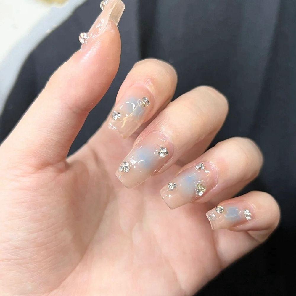 NIUYOU Bộ 24 Móng Tay Giả Che Phủ Toàn Diện Màu Trắng