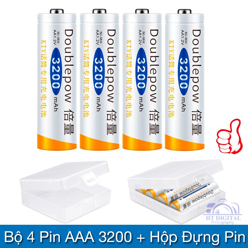 Pin Sạc AA 3200mAh Doublepow dung lượng cao cho Micro karaoke, đồ chơi trẻ em, đồng hồ treo tường