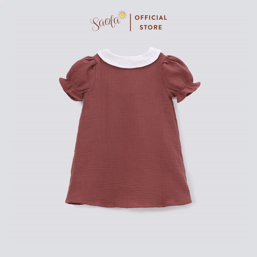 Đầm Bé Gái Cổ Lá Sen Tay Bầu Nhún Chất Liệu Muslin Thoáng Mát ZSARAH DRESS DRM023 SAOLA CLOTHING
