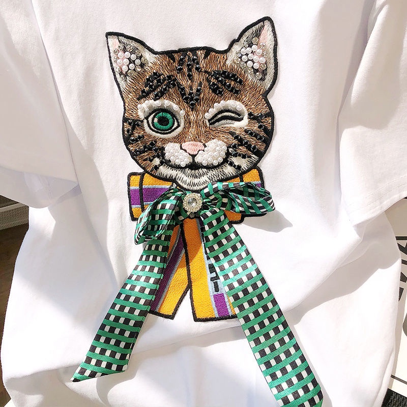 Áo thun nữ Pure Cube ngắn tay phối hình mèo thời trang cá tính