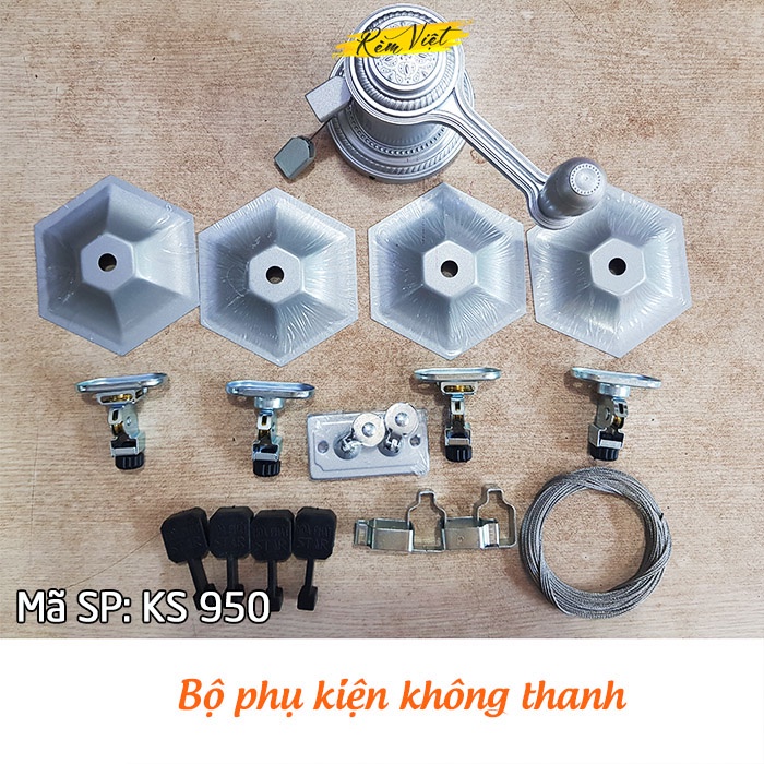 Phụ Kiện Giàn Phơi Thông Minh KS950: Dây cáp, Puly, Bát che, Bịt đầu, Treo thanh, Dẫn hướng