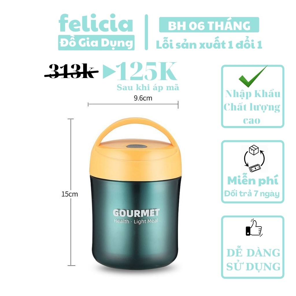 Hộp Cơm Giữ Nhiệt Ủ Nóng FELICIA Nhập Khẩu HÀN QUỐC, Giữ Nhiệt Lên 6-8 Tiếng Phù Hợp Cho Anh Chị Văn Phòng Mang Cơm