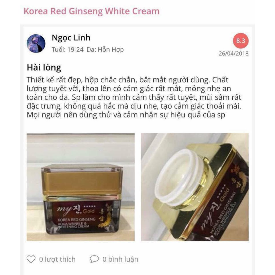 Kem dưỡng nhân sâm MY JIN GOLD KOREA RED GINSENG WHITE CREAM