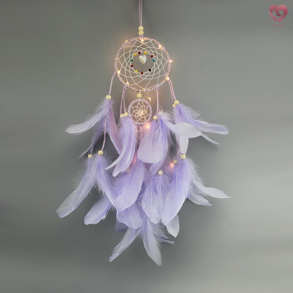 HANDMADE Vòng Bắt Giấc Mơ Có Gắn Đèn Led Trang Trí