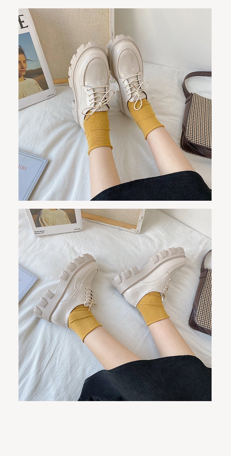 [SẴN-LOẠI1] Giày nữ oxford anh quốc đế cao to bự dày răng cưa da bóng/trơn mũi vuông tăng chiều cao thời trang Hàn quốc | BigBuy360 - bigbuy360.vn