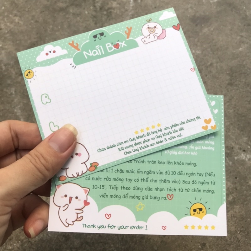 Bìa  gắn móng giả, nail giả, 50 nhãn bìa cứng Kích thước 9x11cm   MẪU 4