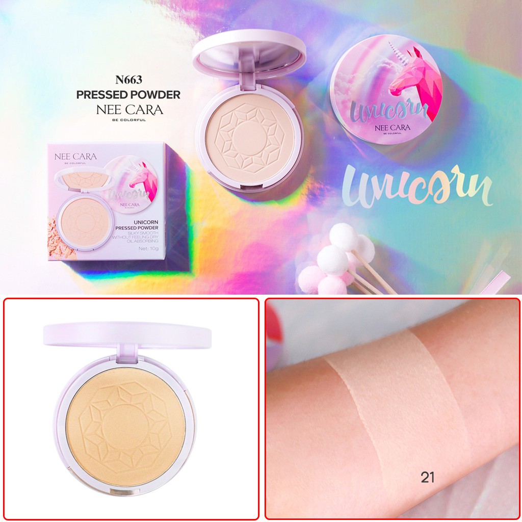 Phấn Phủ Nee Cara Kiềm Dầu Mỏng Mịn Nee Cara Unicorn Pressed Powder N663