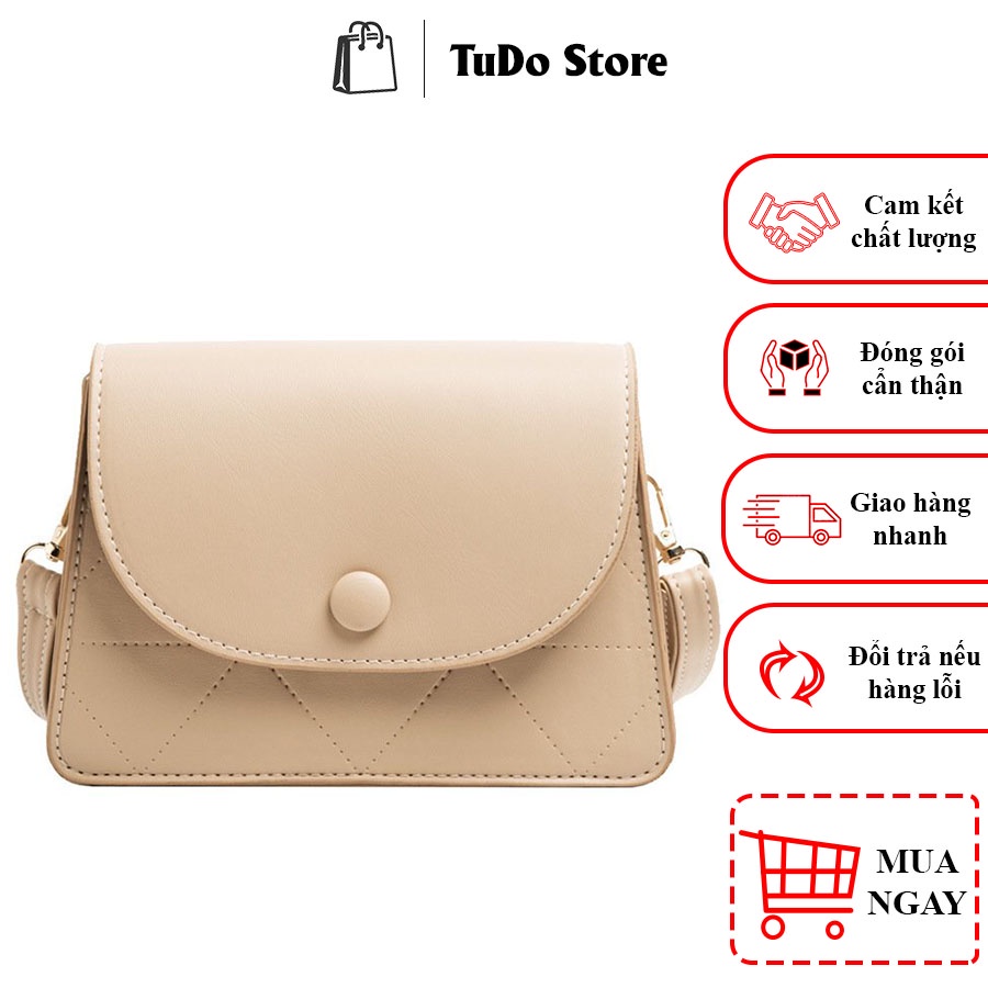Túi xách nữ, Túi đeo chéo đơn giản cá tính hai màu be đen T8