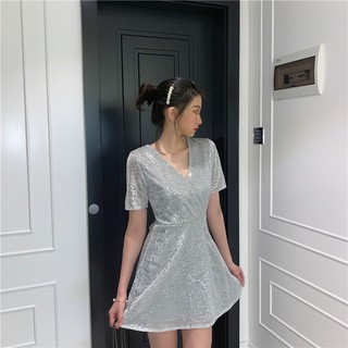 ORDER Đầm kim sa basic ( bạc và đen )