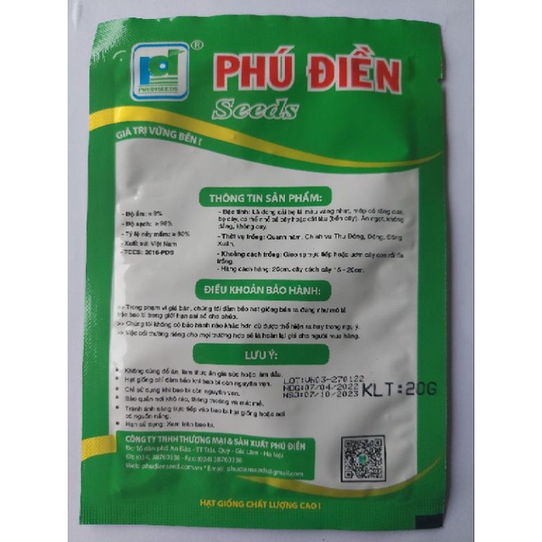 HẠT GIỐNG CẢI BẸ VÀNG (NGỌT) HÀ GIANG