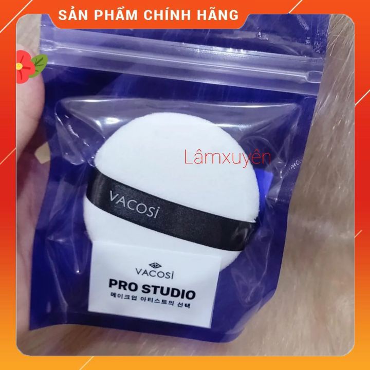VACOSI PRS LARGE ROUND PRO PULL PK03_Bông phấn khô tròn trung pro ( bịch 1 miếng)  bông phấn mềm mịn, dễ tán
