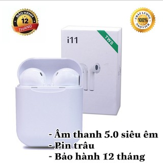 Tainghe Bluetooth I11 Hộp Trắng Có Nút Bấm Cơ Siêu Dễ Dùng, Hiện Cửa Sổ Như Airpod, Tainghe Bluetooth Mini i11HT