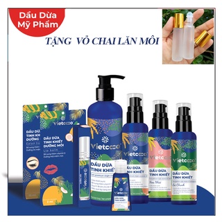 200ml - 60ml dầu dừa hữu cơ ép lạnh nguyên chất vietcoco