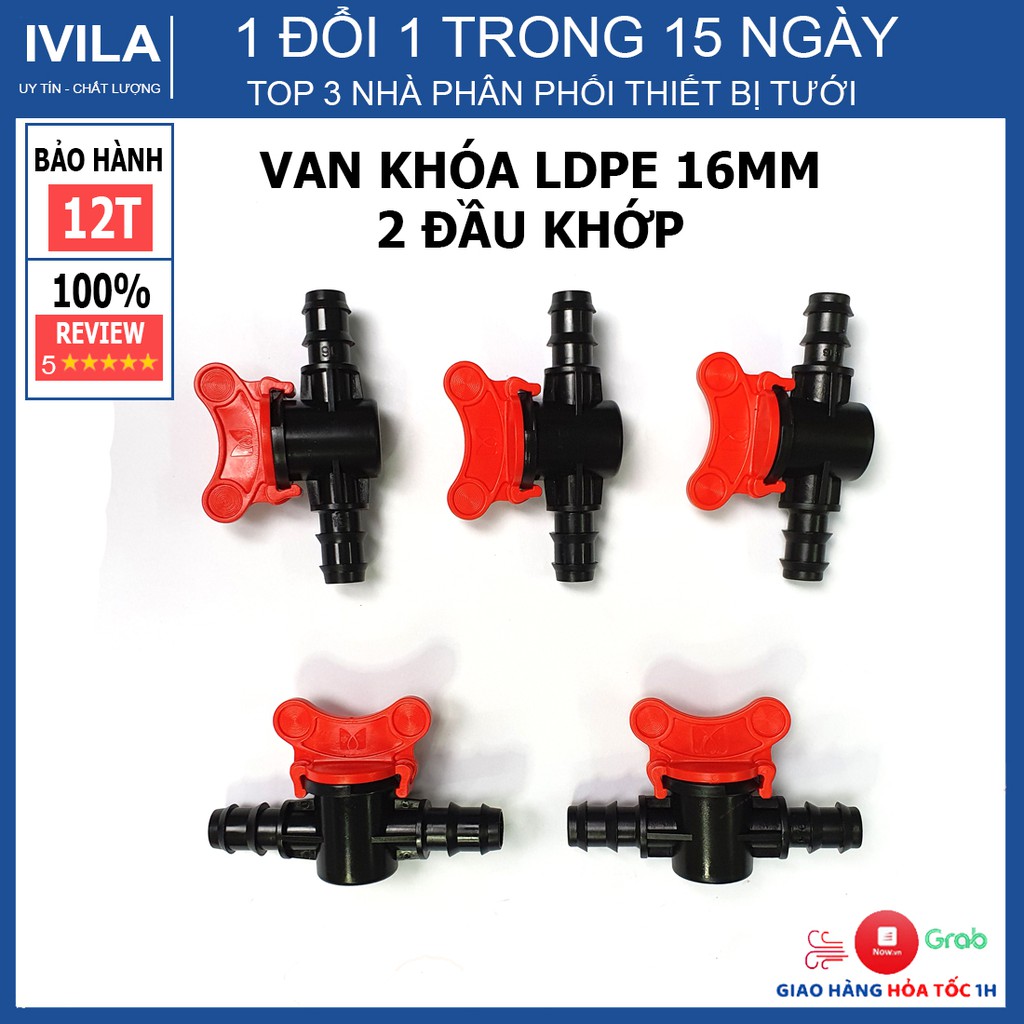 Van khóa LDPE 16 2 đầu - Phụ Kiện LDPE hệ thống tưới - Van khóa nước dùng cho ống PE 16mm/20mm