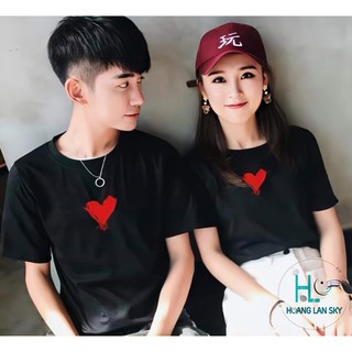 Áo Đôi, Áo Cặp Nam Nữ In Hình Tim đỏ Vẽ AD-14