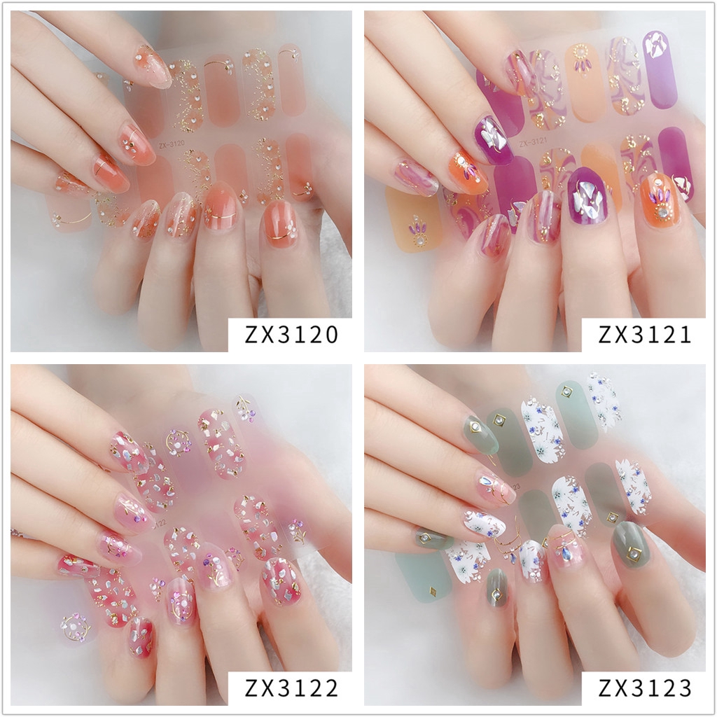 Miếng dán móng tay nghệ thuật 3D màu gradient ZX3114-3131