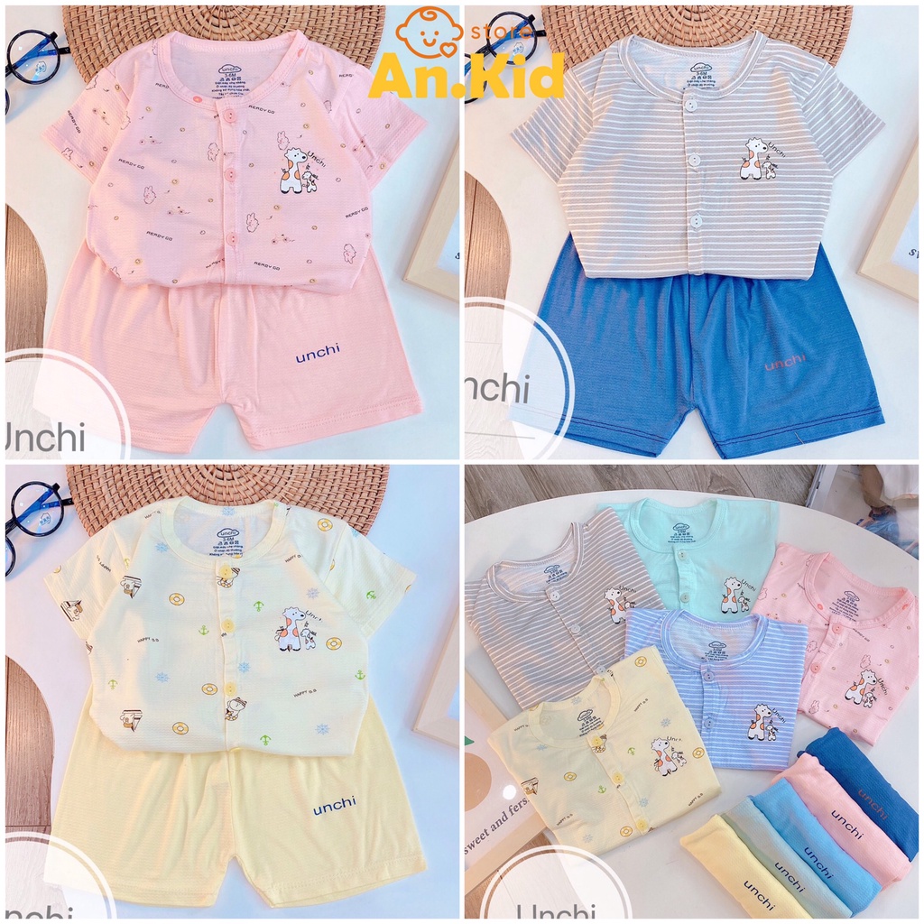 Bộ Cộc Tay Unchi Cài Vai Chất Cotton Gỗ Sồi Cao Cấp Cực Mát, Bộ Đồ Cho Bé Mặc Nhà - AN.KID