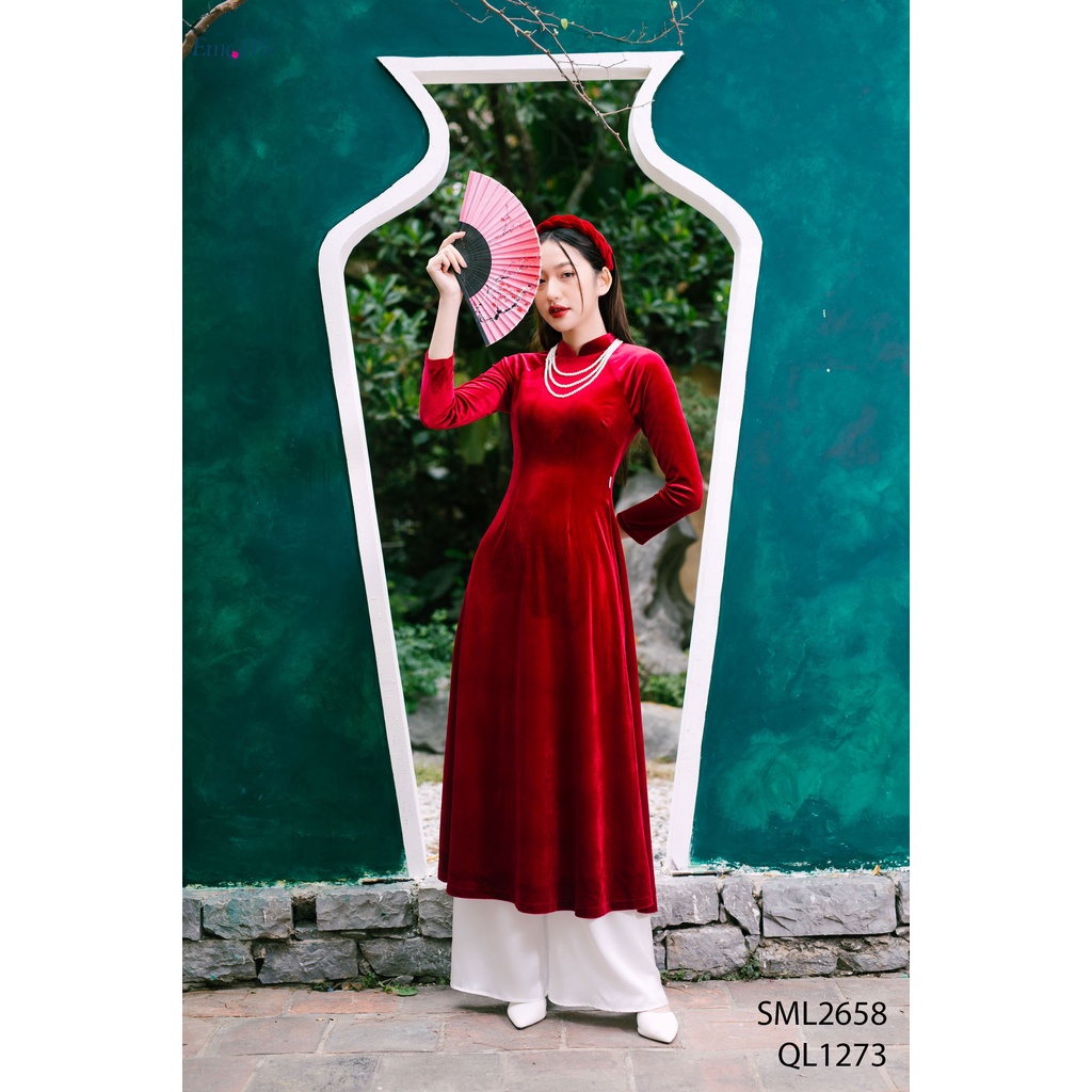 Áo dài cách tân nhung, cổ 3 phân EMSPO SML2658