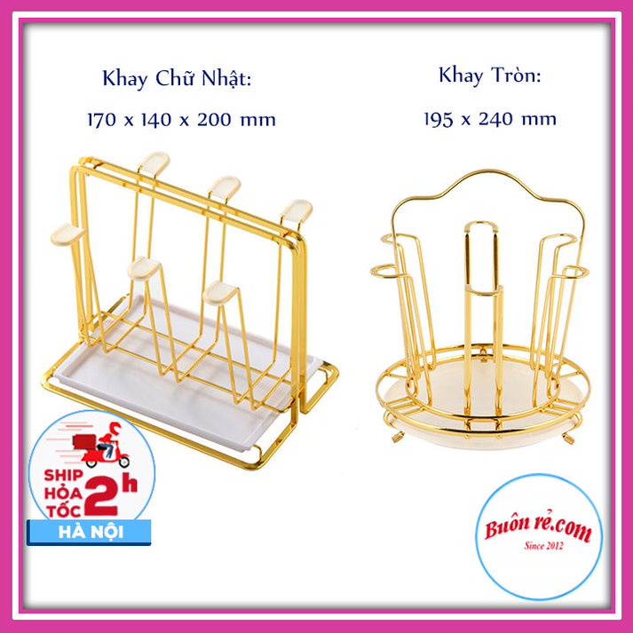 Khay úp cốc mạ vàng kèm khay hứng thiết kế hiện đại, chắc chắn-Giá úp cốc tiện lợi, dễ vệ sinh -Buôn Rẻ 01518