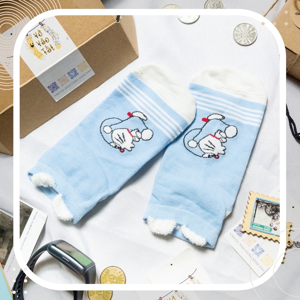 TẤT VỚ CỔ NGẮN XANH BIỂN DORAEMON CÓ TAI