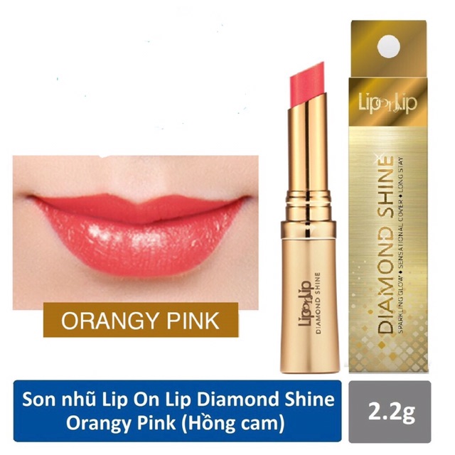 Son Lip On Lip Diamond Shine 2.2g màu đỏ mận, hồng cam