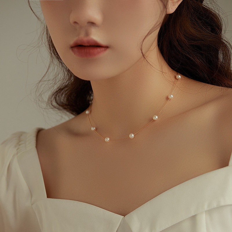 Vòng cổ Ngọc Trai Phong Cách Hàn Quốc Đơn Giản Cho Nữ