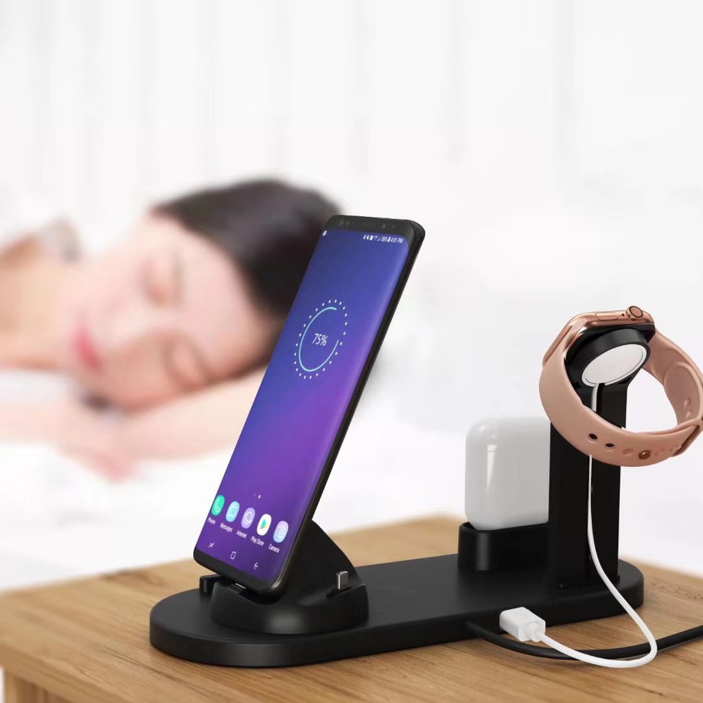 Đế sạc không dây 3 trong 1 đa năng cho điện thoại iPhone đồng hồ iWatch,Airpods