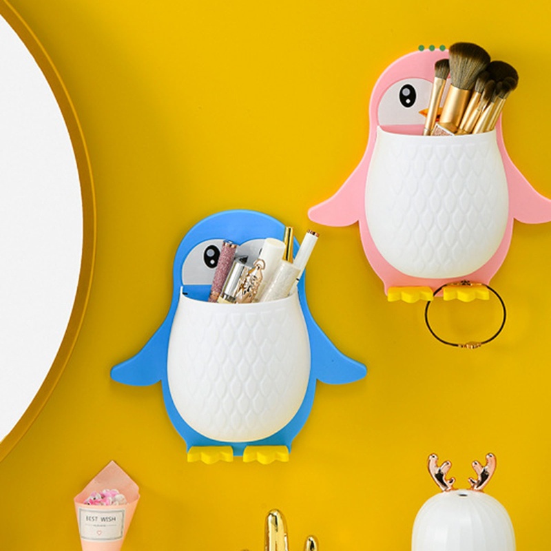 (Bán Buôn Sỉ) Giá Treo Bàn Chải Đánh Răng Gắn Tường Hình Chim Cánh Cụt Hoạt Hình