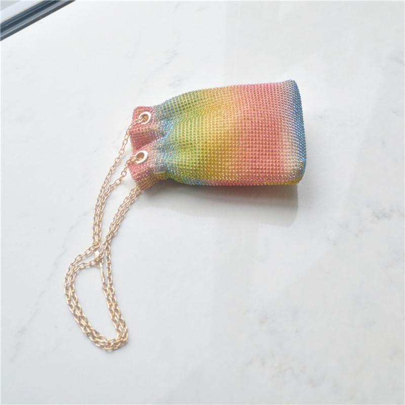 Túi Đeo Chéo Mini Đính Đá Màu Cầu Vồng Dành Cho Nữ
