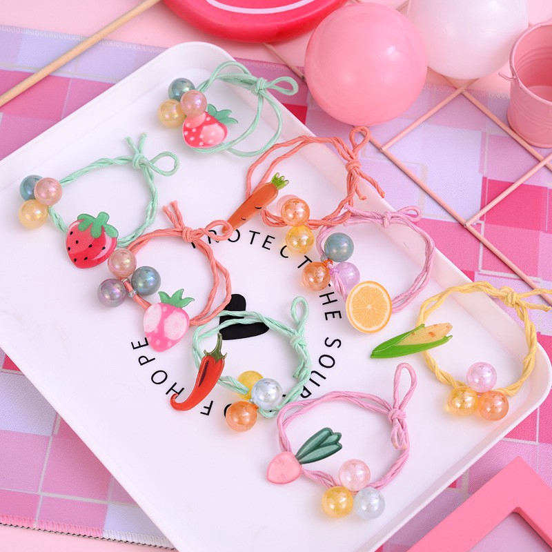 Vòng tay cao su hình ngôi sao / trái cây phong cách Hàn Quốc