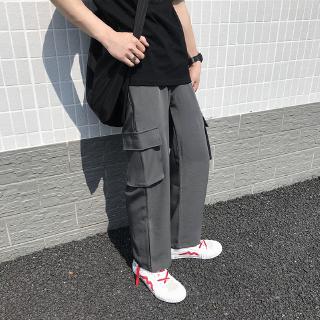 【COD】Multi-pocket tooling wide-leg pants men