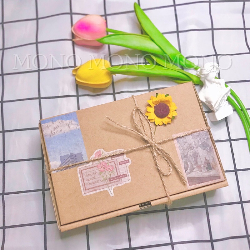 HỘP QUÀ ⚡️Gói quà Kraft trang trí phong cách Vintage đầy đủ phụ kiện đi kèm