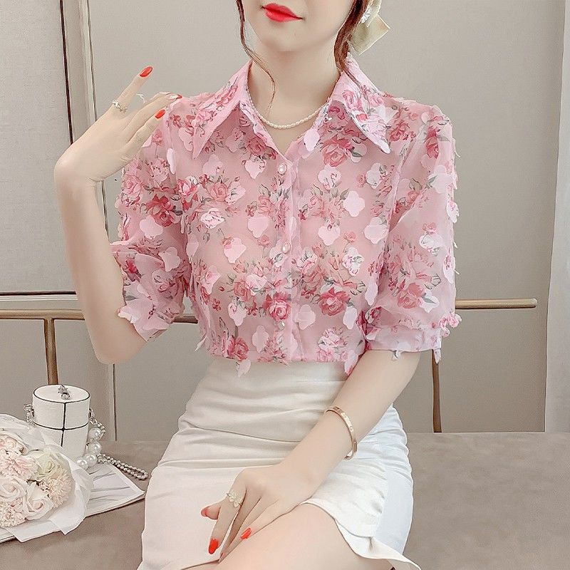 Áo Kiểu Vải Voan Tay Ngắn Thời Trang Pháp Cao Cấp Trẻ Trung